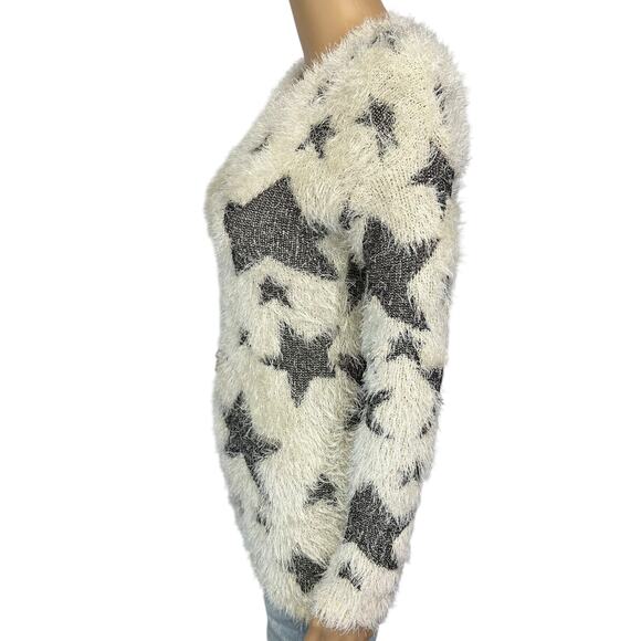 2/$15 Yoki Eyelash Star Sweater Cream Black Plush Furry Soft Pullover Size S - Picture 6 of 13